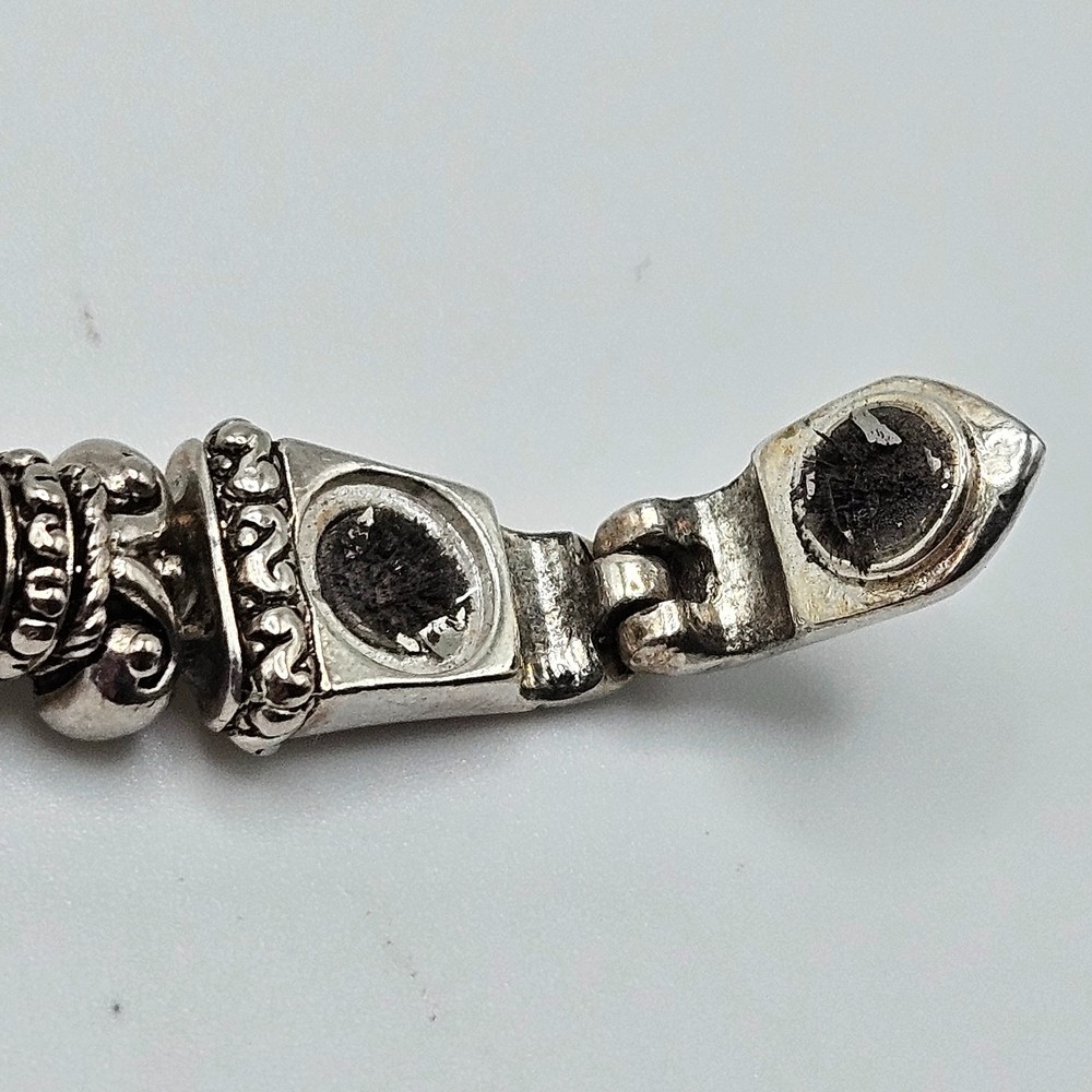 VINTAGE Ornate Silver Tone Articulated Link Bracelet Magnetic Clasp