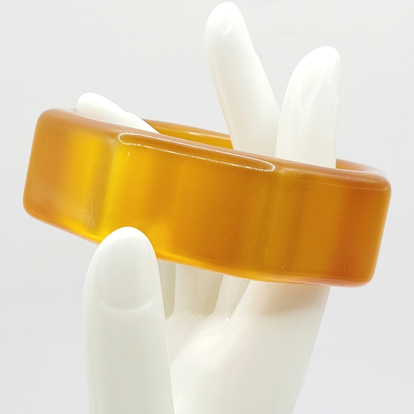 Orange Lucite Thick Chunky 8 Sided Nut Shaped Vintage 1980s Bangle Bracelet