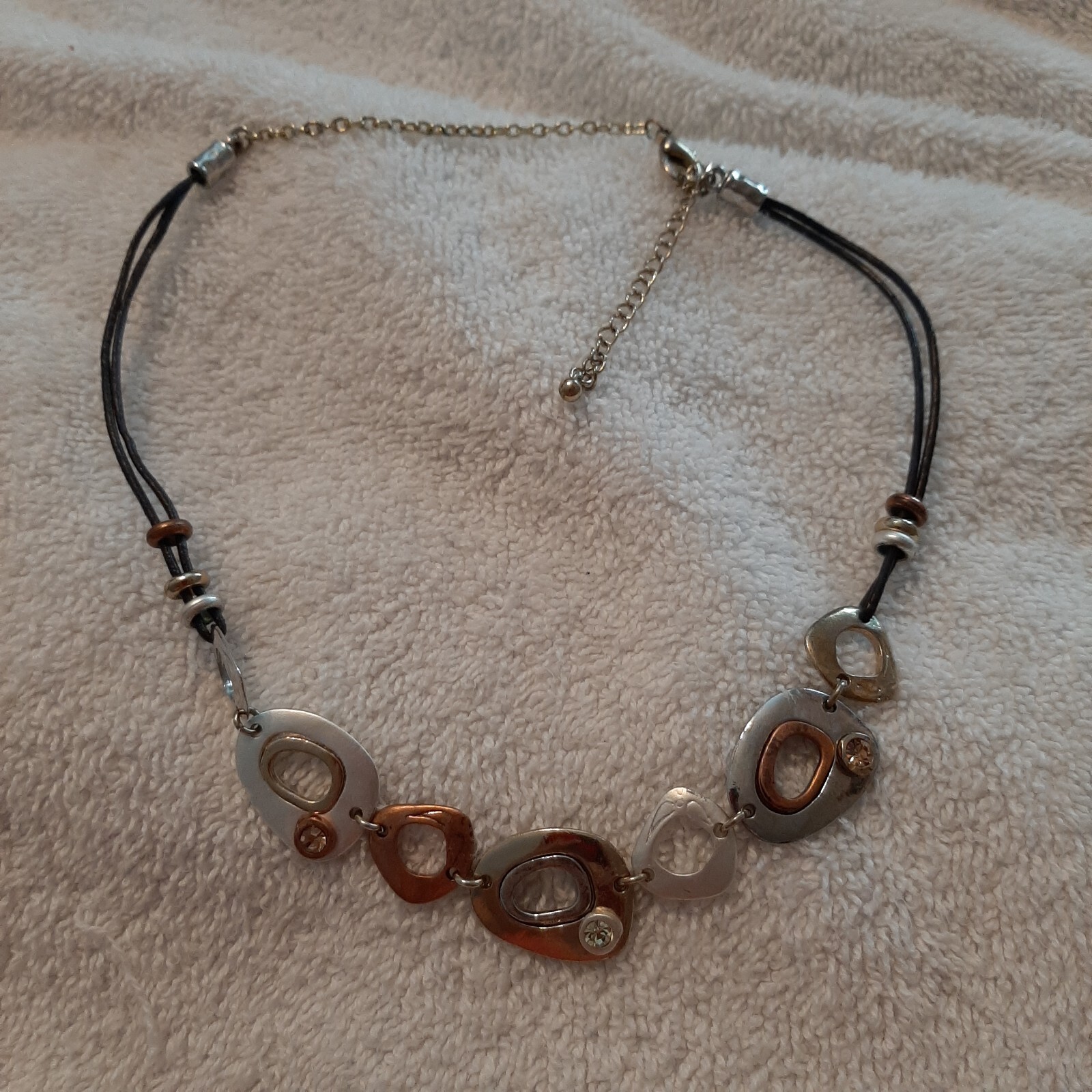Mix Media Necklace With Gems 20” Chain Only