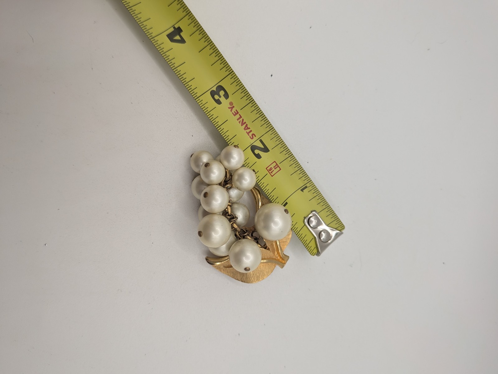 Vintage PARK LANE Faux Pearl Grapes Cluster Bead Pin Brooch Clip Dangle