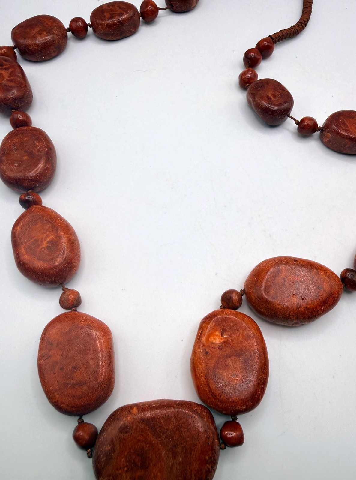 Vintage heavy large red sponge coral beaded necklace