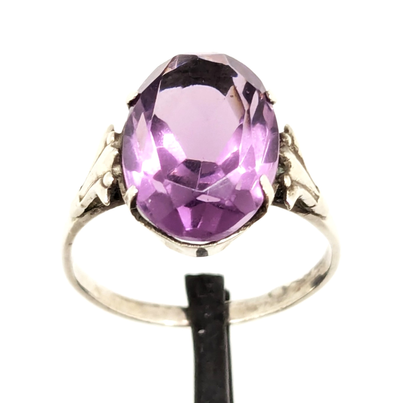 Vintage Soviet RING Silver⭐️875 Star stamp with Amethyst -size: 7US (17mm) | #73