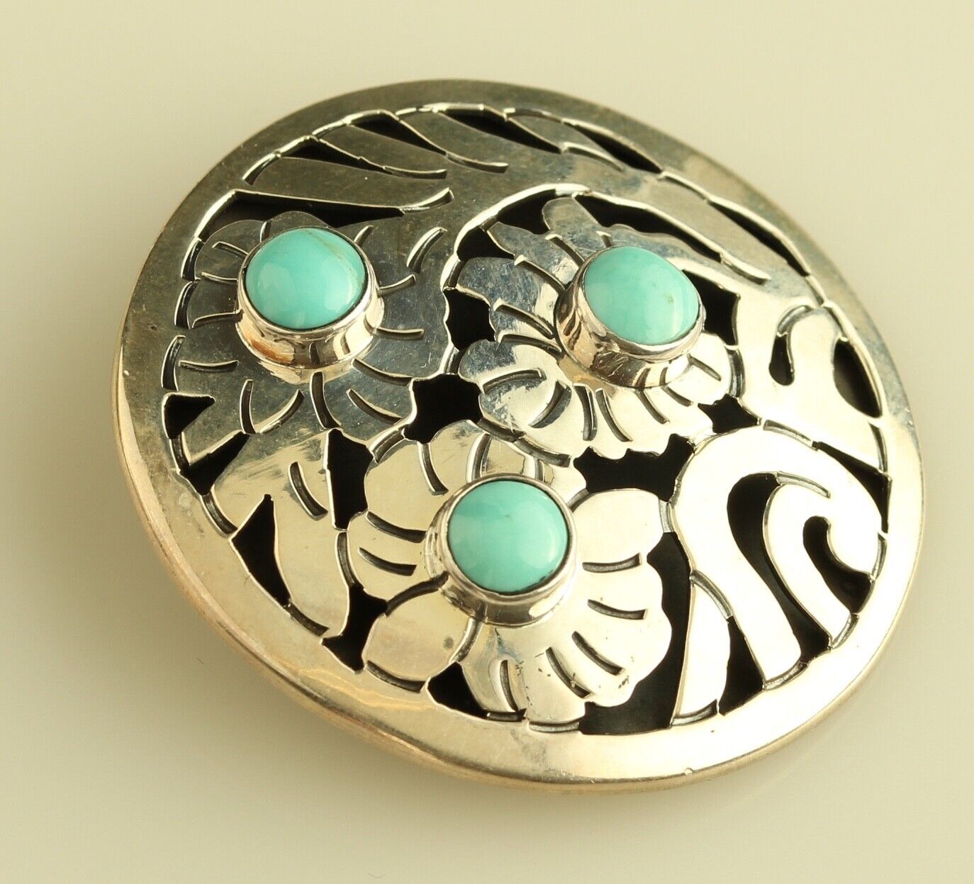 Dominique Dinouart DDD Mexico Sterling Silver Turquoise FLOWER CHARIOT pendant