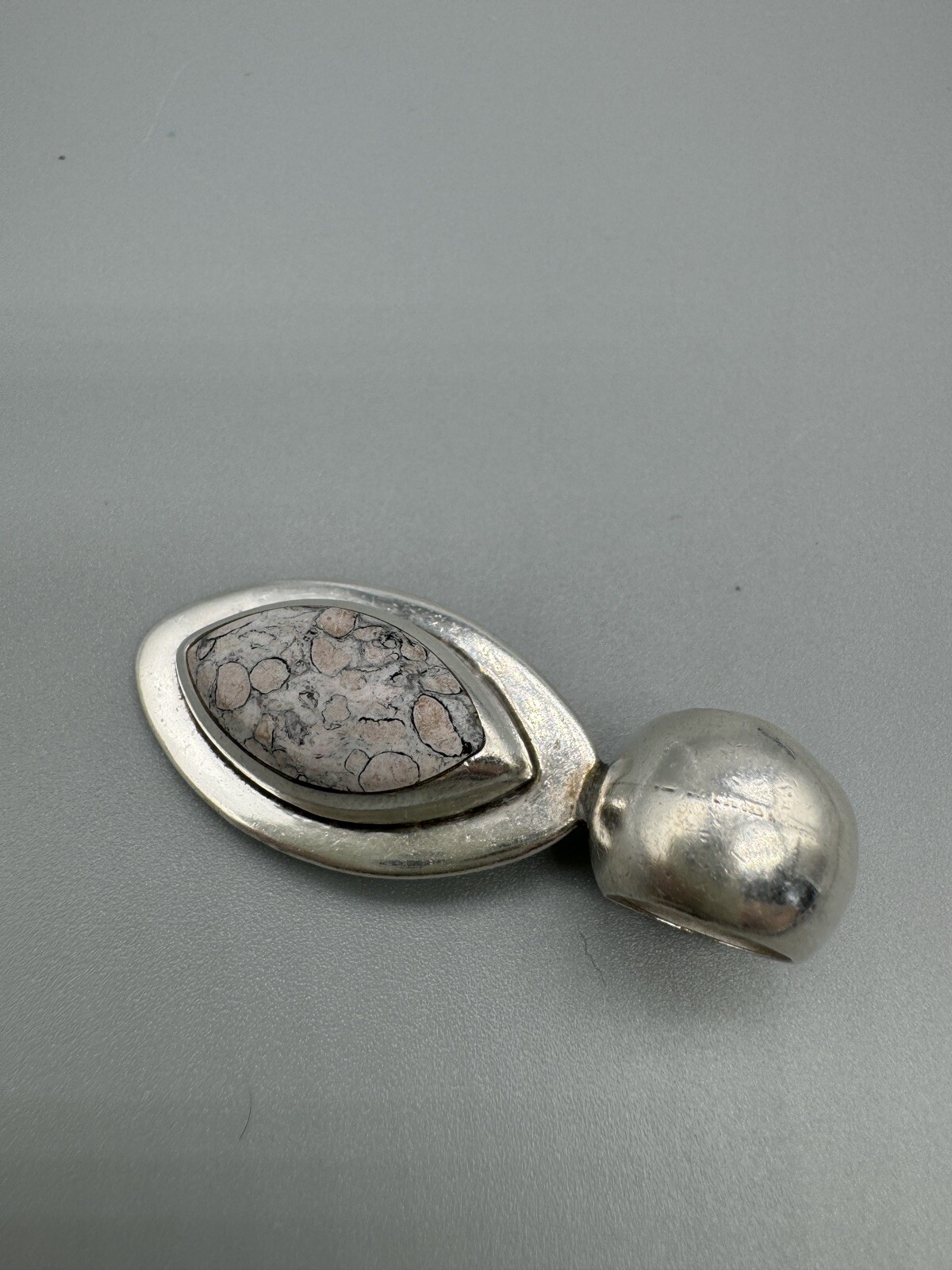 Vintage 925 Sterling Silver Mexico ATI Oval Crazy Lace Agate Amazing Pendant