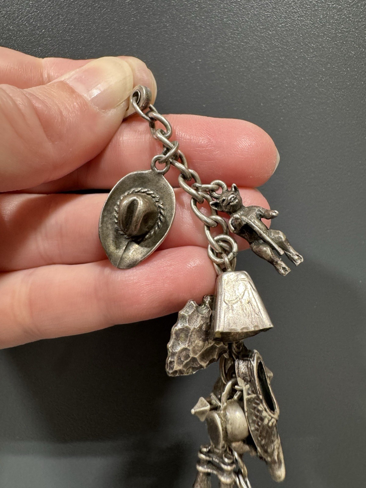 Vintage Sterling Silver Charm Bracelet Southwest Western 24 Charms 1.64oz