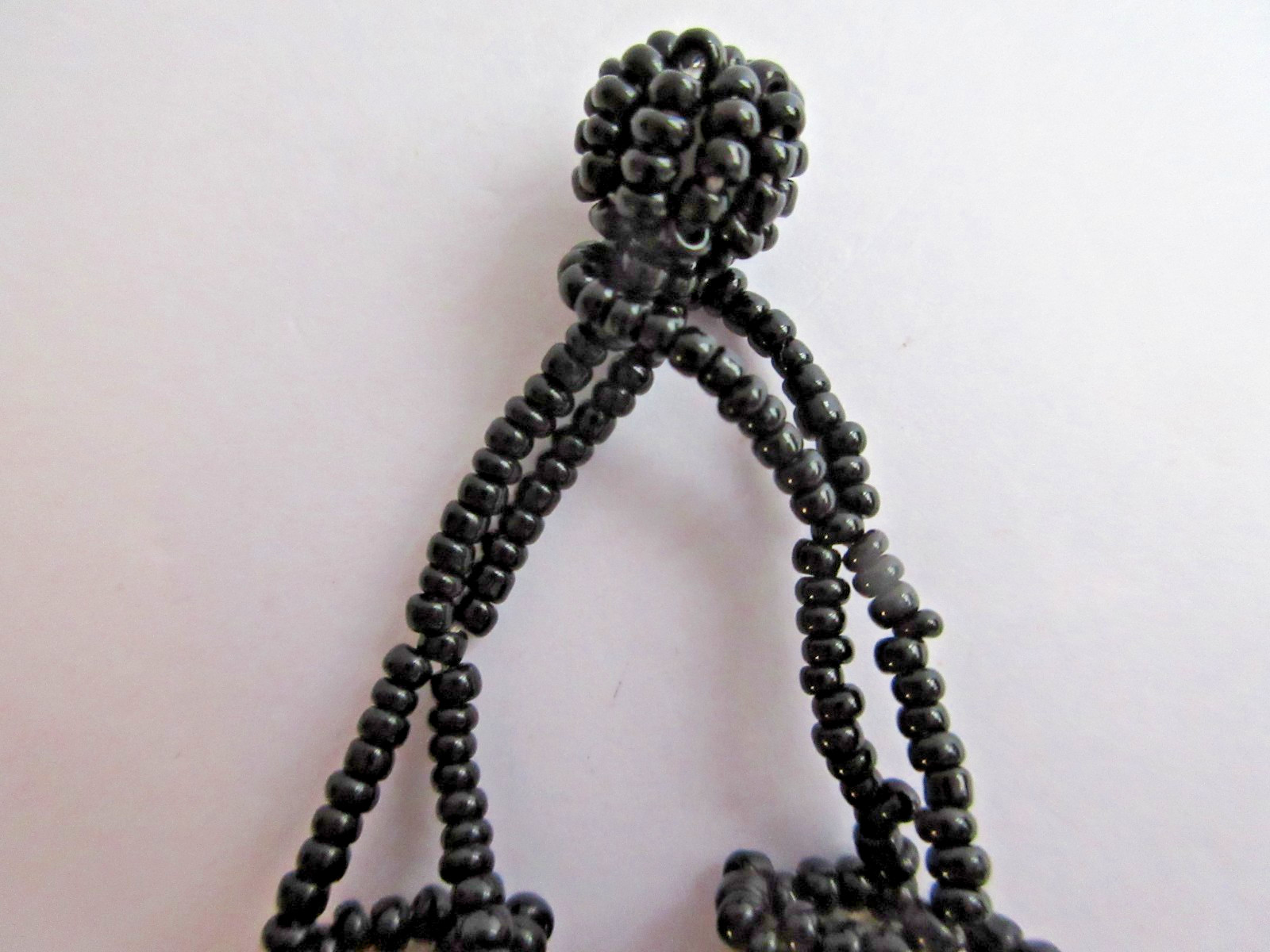 Multi Strand Twisted Woven Sead Bead Beaded Black Bronze Silver Necklace 22″