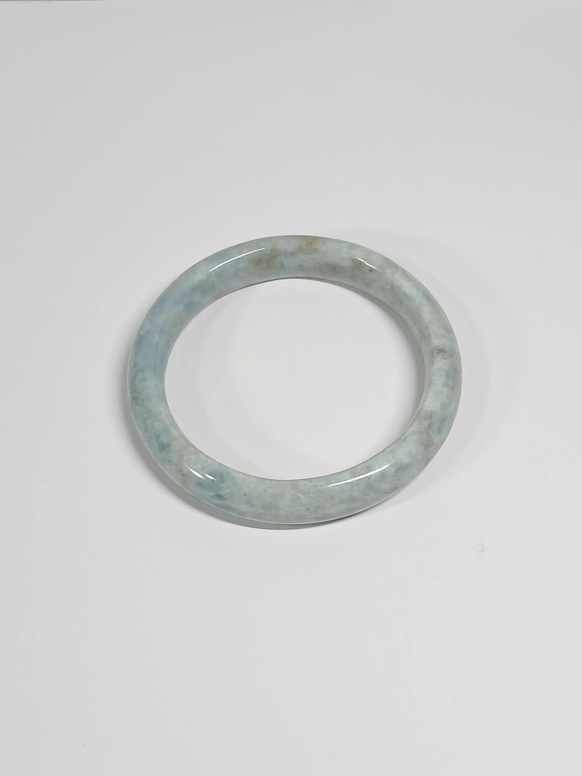 Pale Green Blue Jadeite Bracelet with Brown Inclusions 67mm