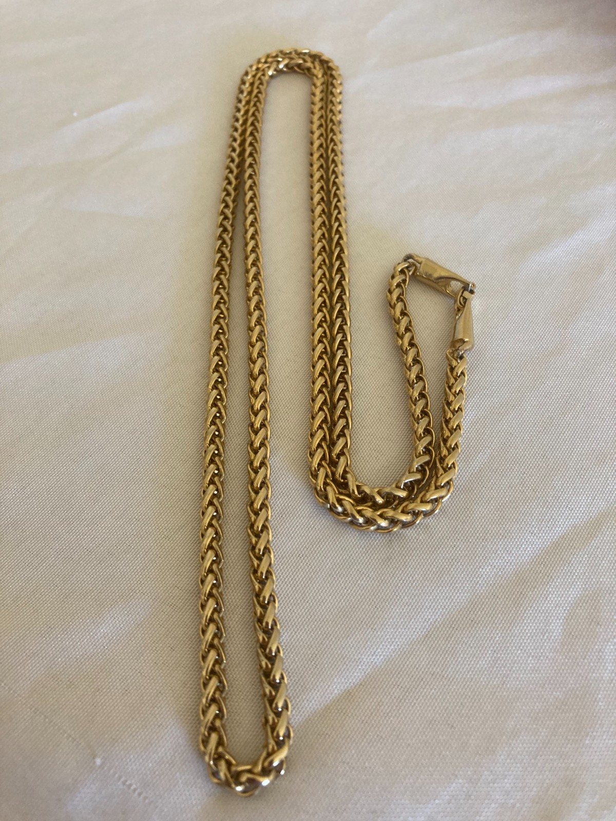 Vintage Gold Tone Wheat Chain Necklace – 37″/5mm