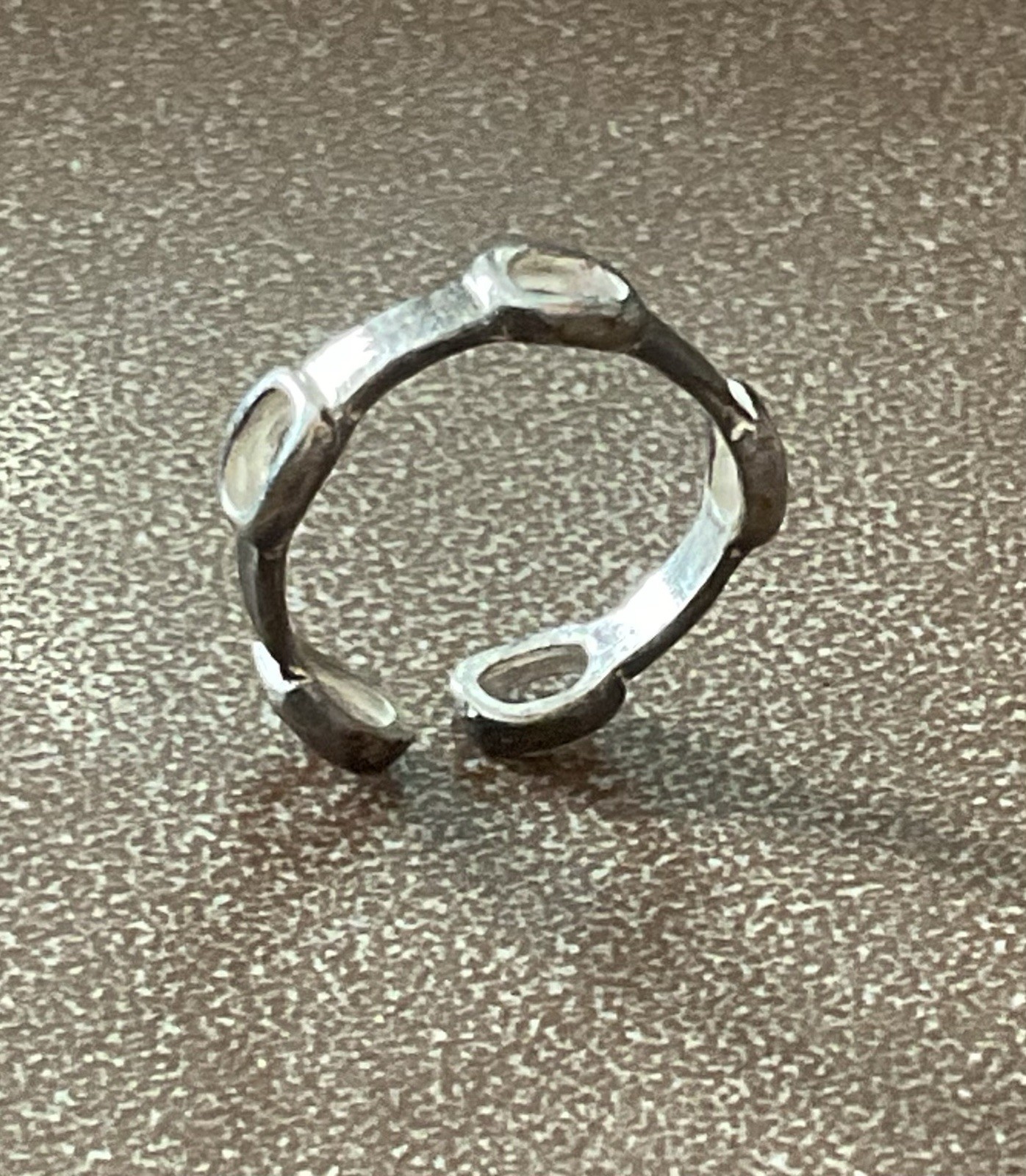 Vtg 925 Sterling Silver Ring Open Chain Link Industrial Modernist Sz 3.5 – 4.25