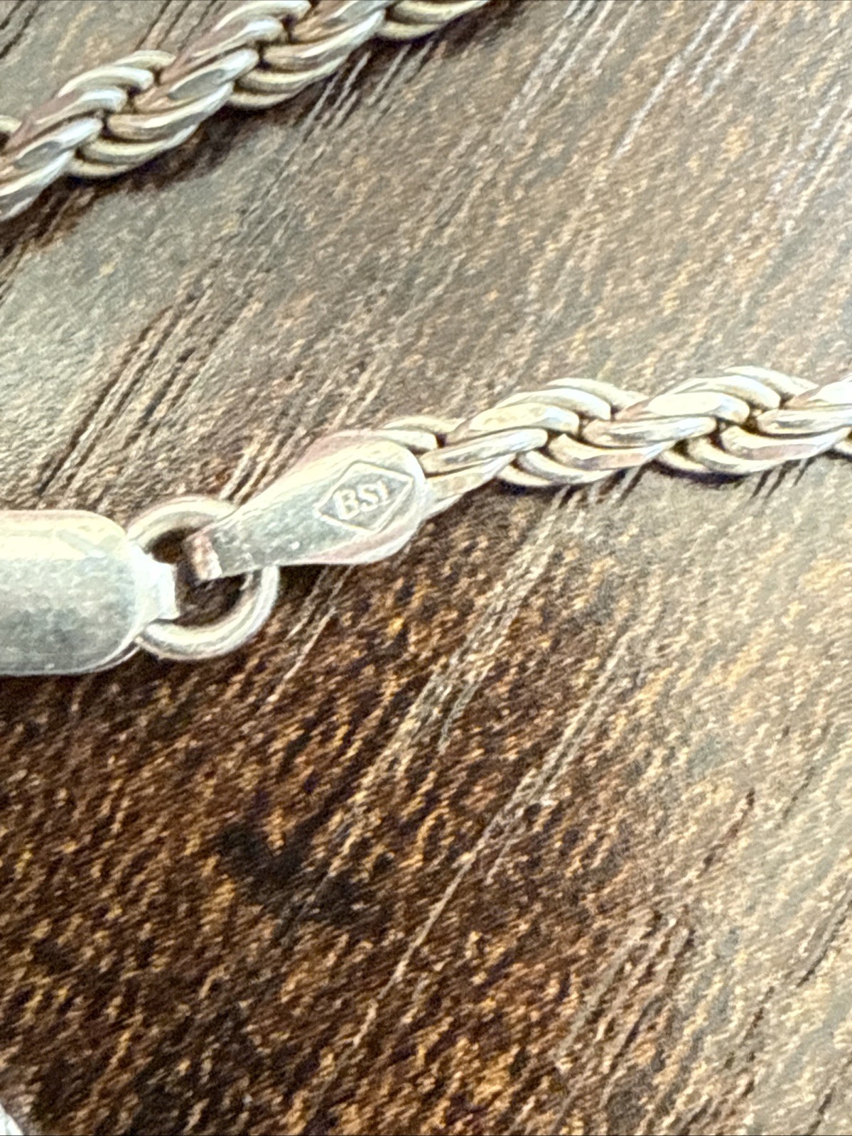 Twist Rope Chain Necklace Sterling Silver 925 22”L 3mmW Lobster Closure Italy Vi