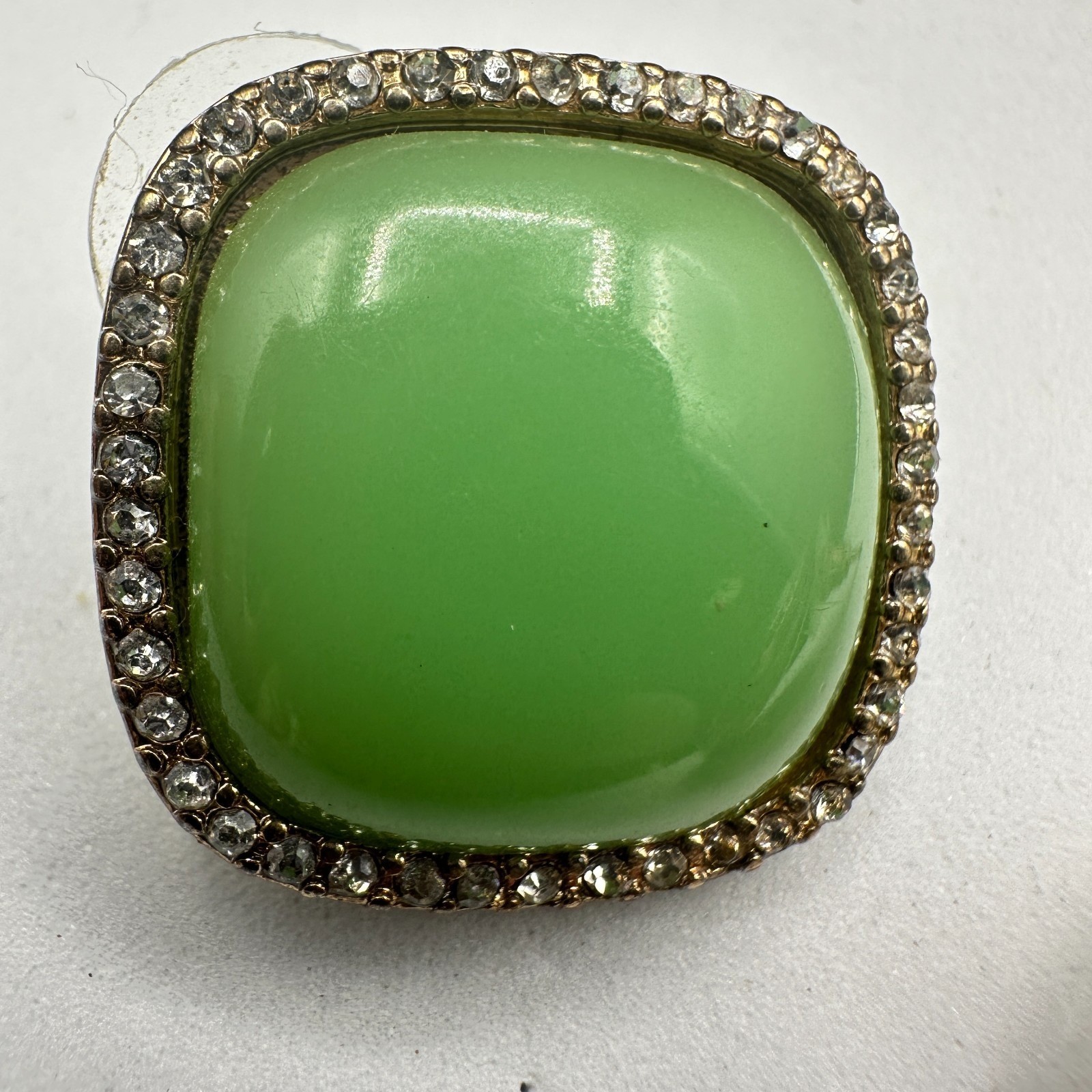 Mint Green Cushion-Cut Earrings w/ Rhinestone Halo Vintage Glam