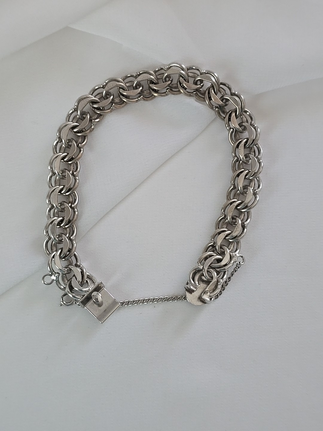 BALLOU STERLING SILVER STARTER CHARM BRACELET DOUBLE LINK