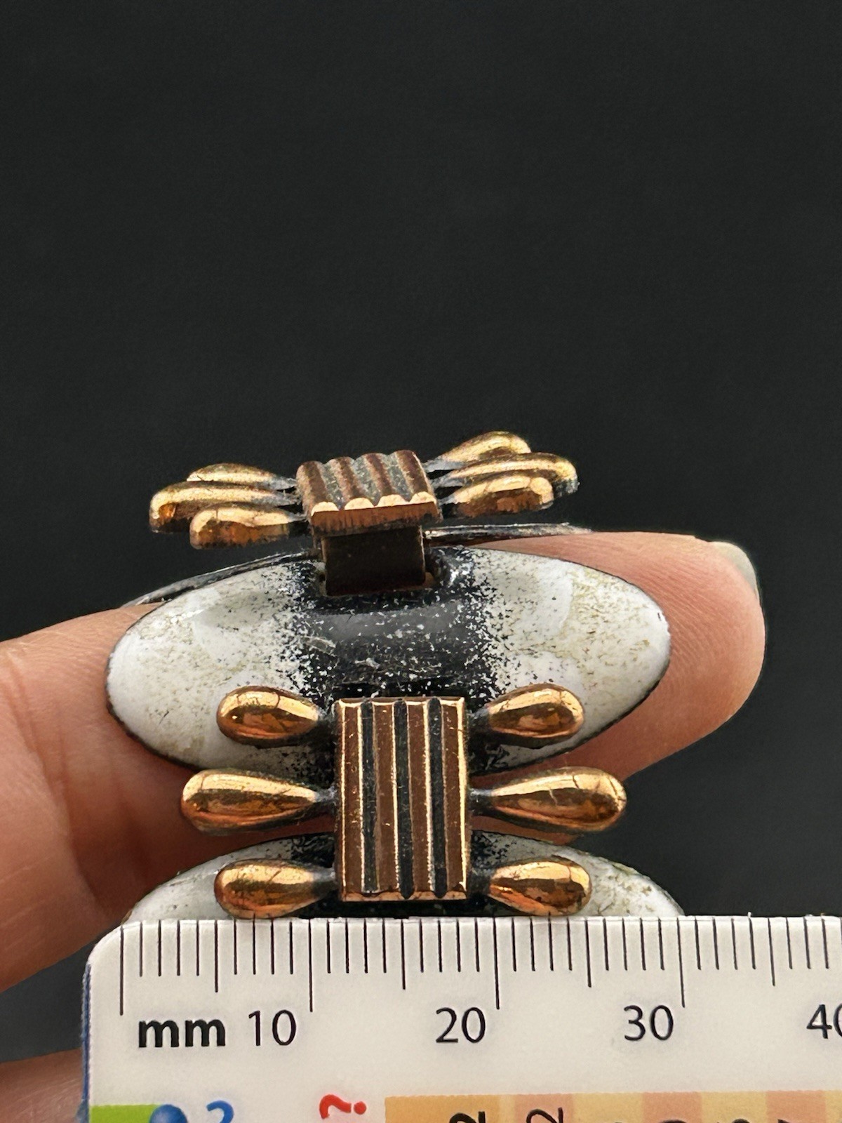 Vintage Matisse Renoir White Black Enamel Bracelet