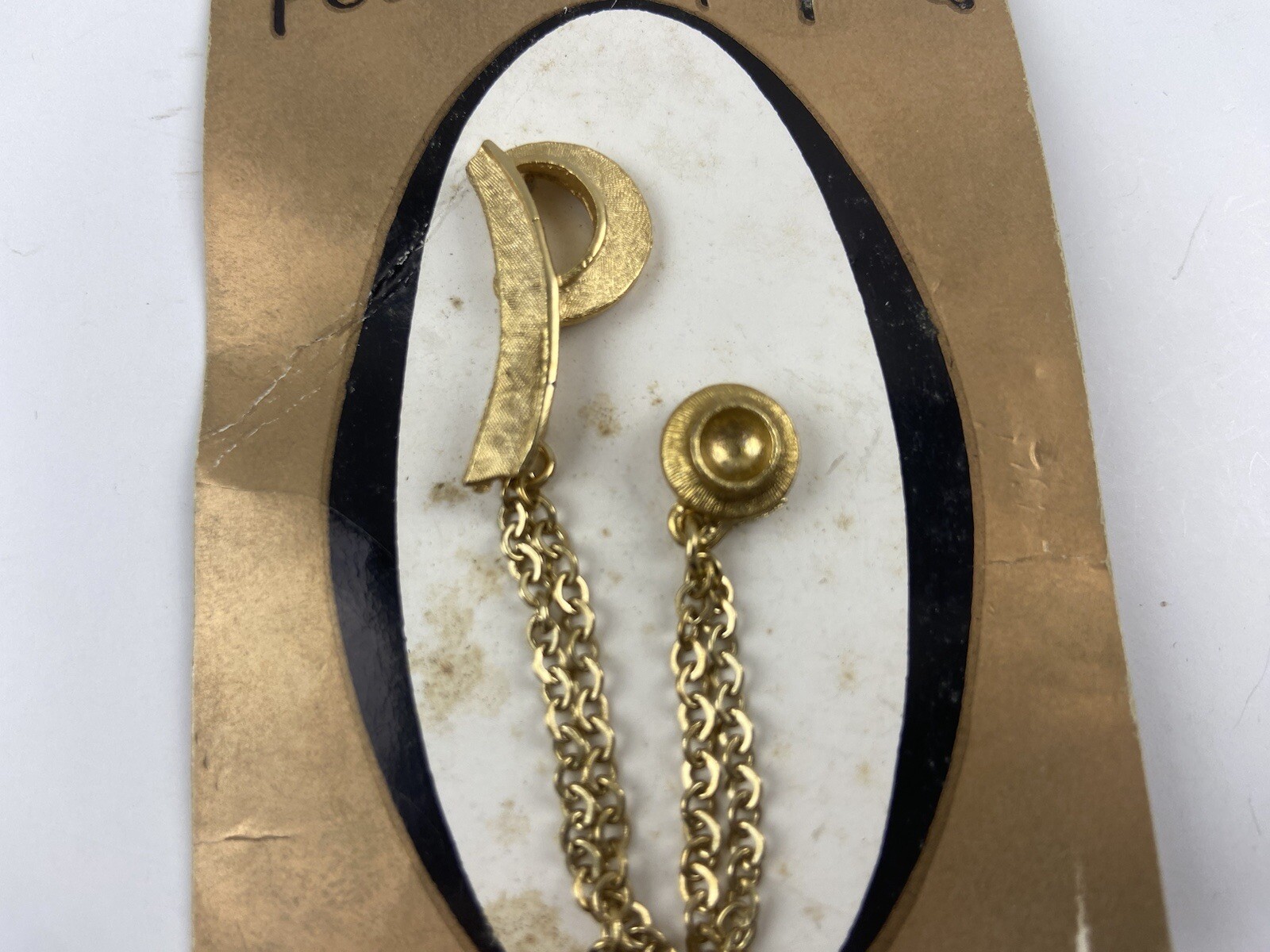 Vintage gold Tone Tone Initial Letter P Tie Pin With Chain personally yours