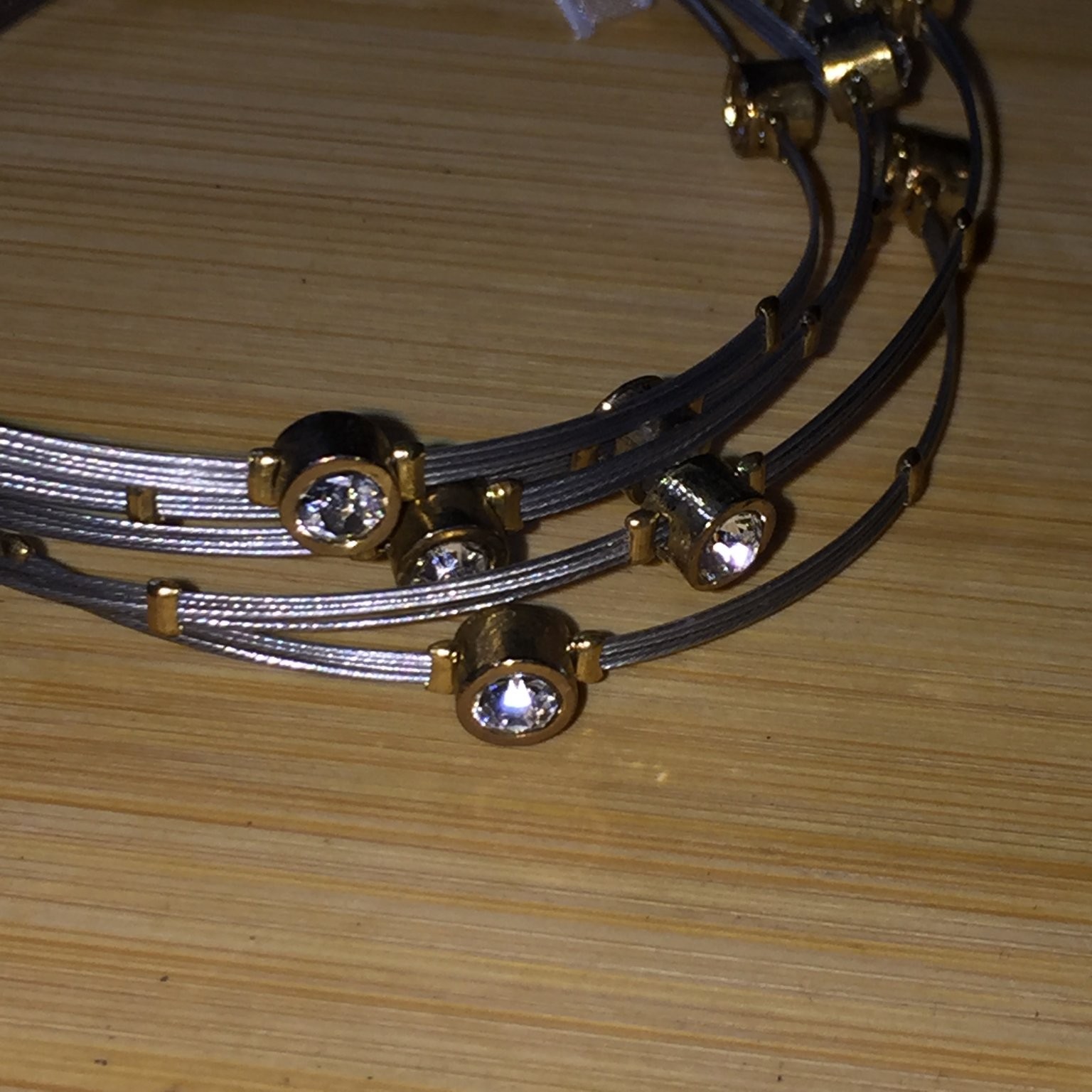 Multi-Strand Wrap Bracelet Bezel Set Clear Stones