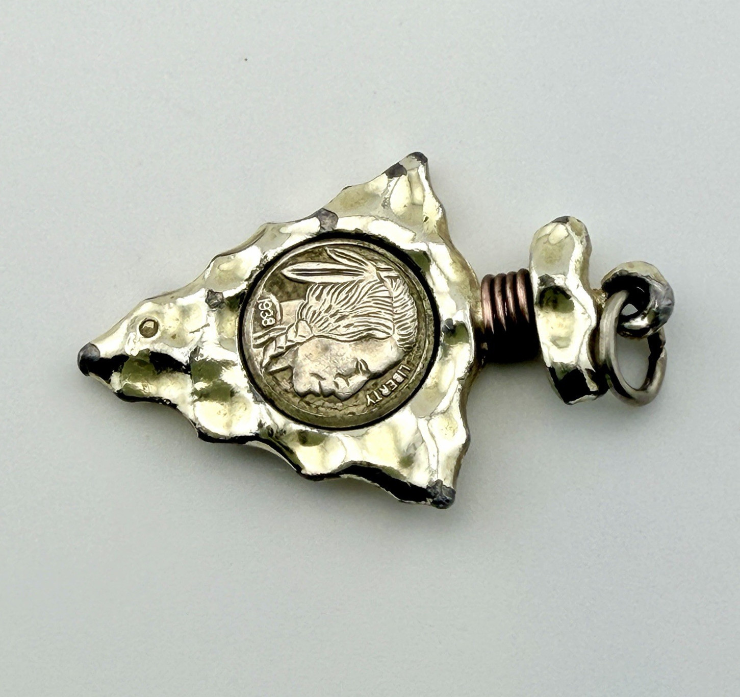 Vintage Miniature Indian Head BUFFALO NICKEL 1938 Arrowhead Pendant