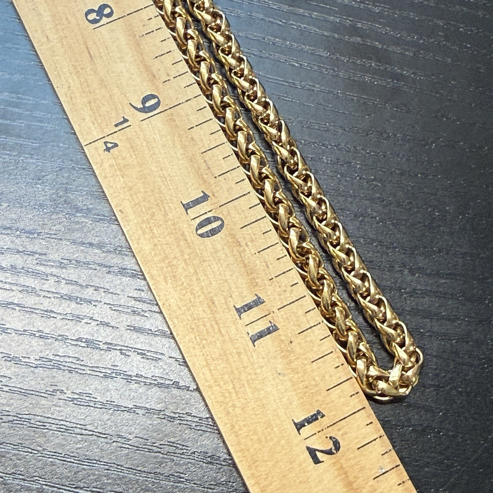 Vintage MONET Gold Plated Thick Wheat Spiga Chain Necklace 24″ Chunky