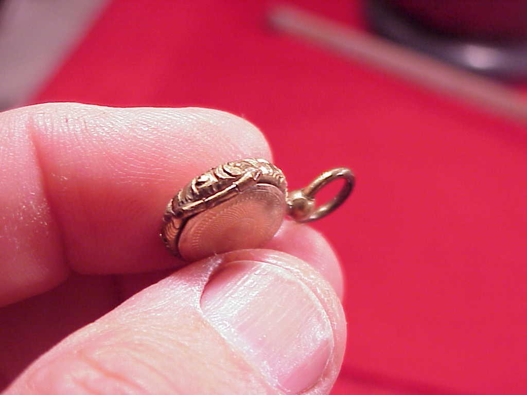 Antique TINY 1/2 INCH Vintage Victorian Small Gold Filled Hair Mourning Locket