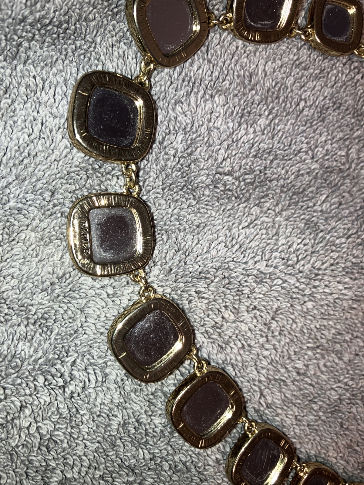 Vintage Napier Necklace Faux Red Ruby And Mirrors 15-17” Adjustable