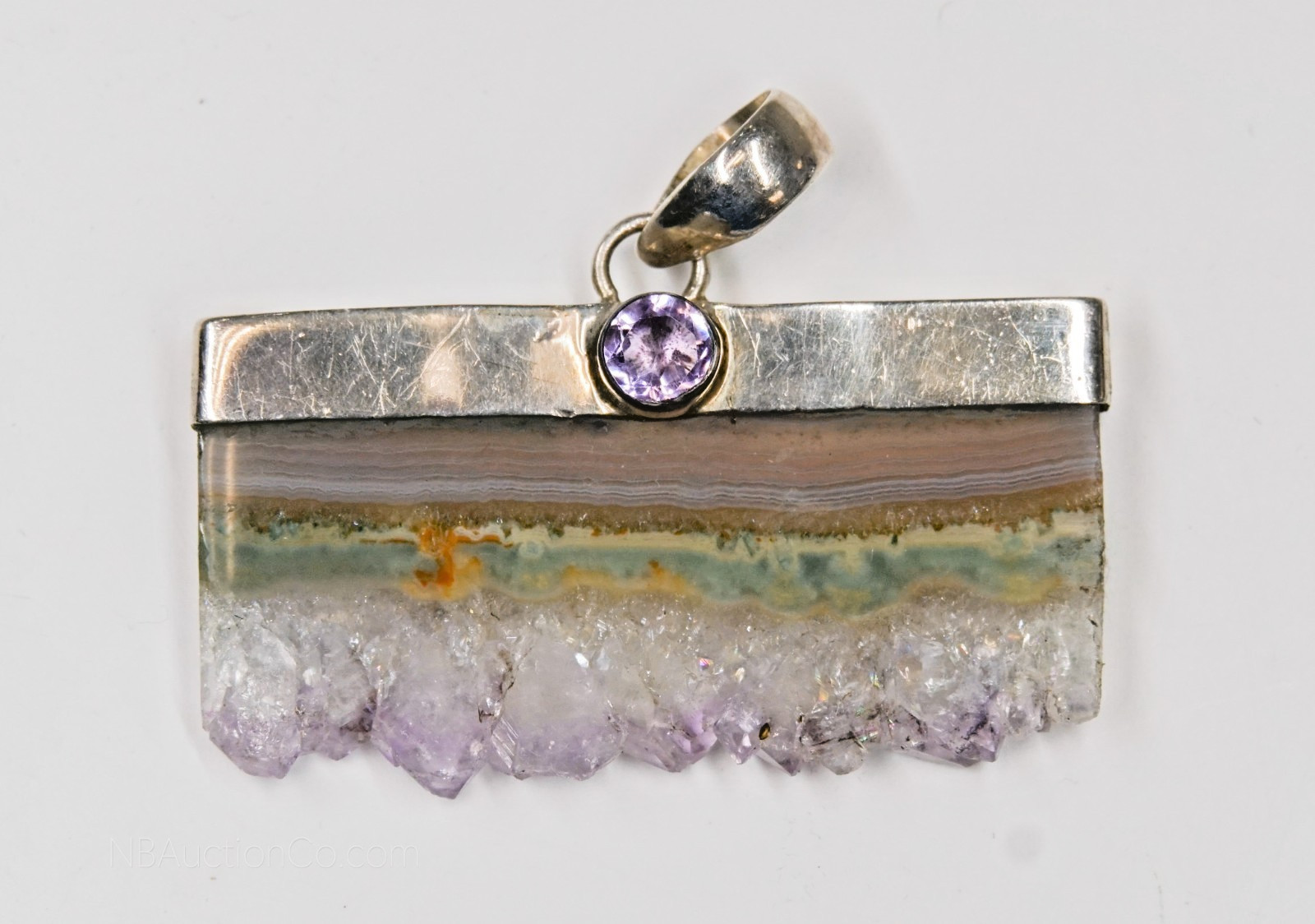Amethyst Geode Slice Sterling 925 Jewelry Pendant