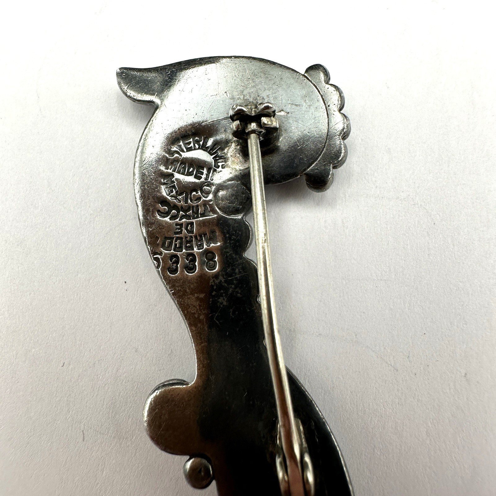 Vintage Margot De Taxco Sterling Brooch Signed #5338 Bird Fish Mermaid