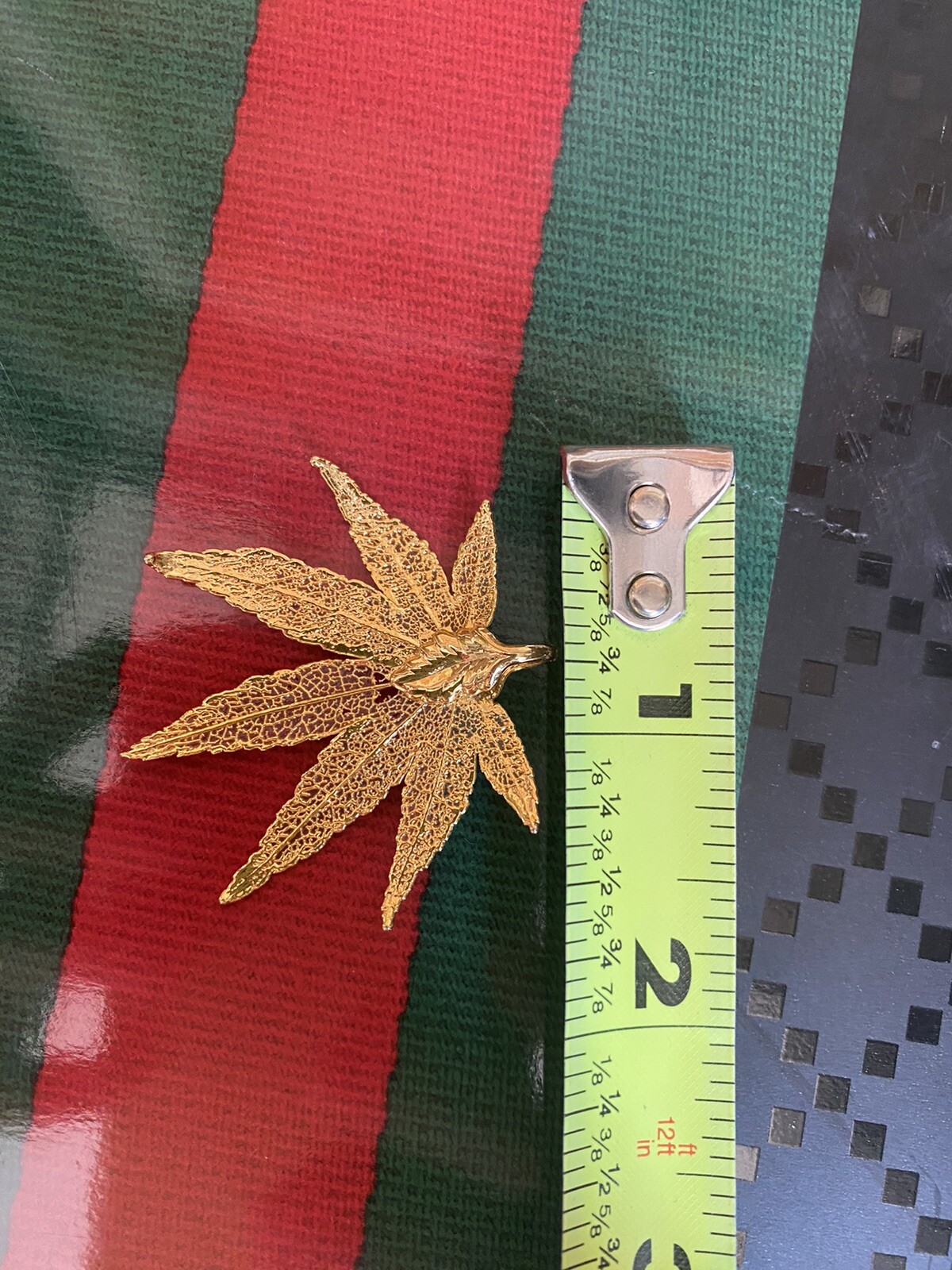 Vintage Gold Plated Dipped Japanese Maple Cannabis Leaf Pendant 1.75”