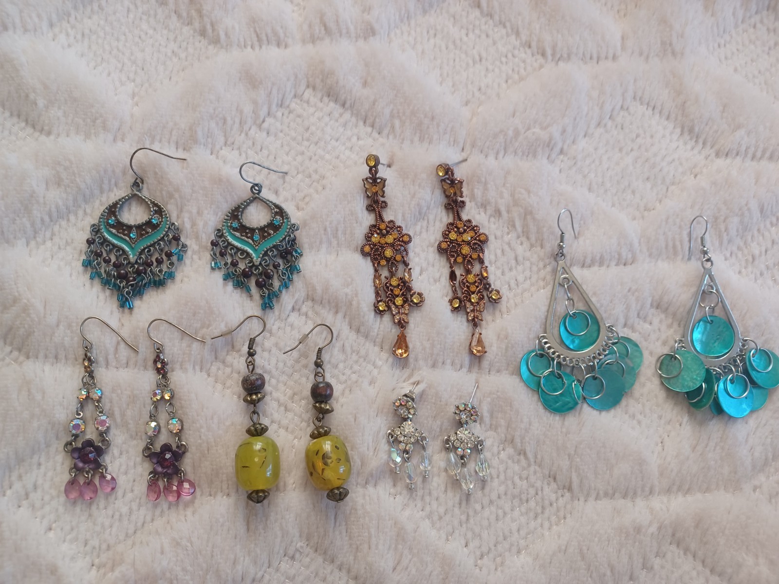 Lot of 6 Pairs Vintage 90’s Y2K 2000’s Costume Earrings Boho Chandelier & More