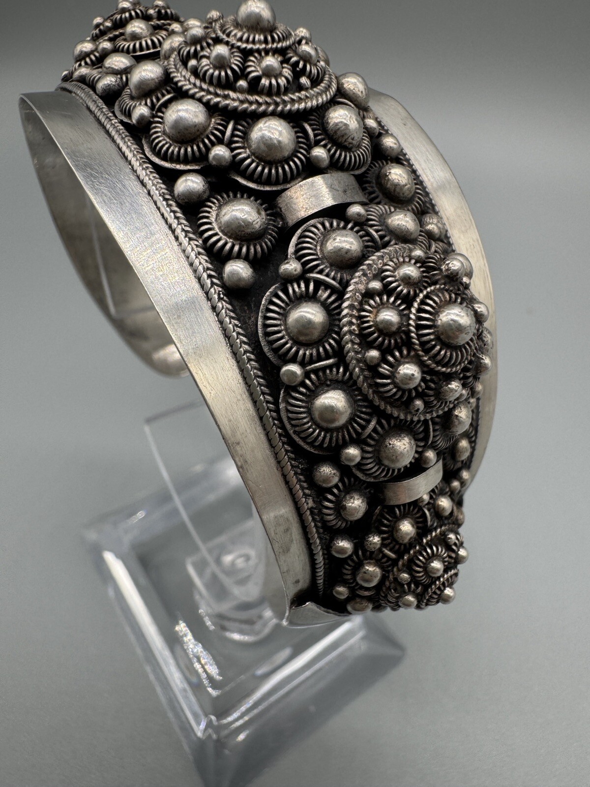Vintage Antique Signed 980 Silver Wide 45mm Cuff Bracelet 6.5” Handmade