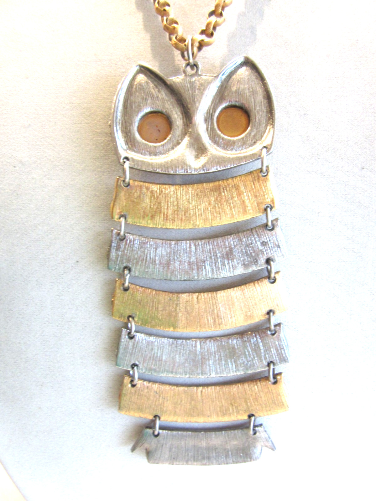 Vintage Park Lane articulated Owl large pendant on a textured linked chain