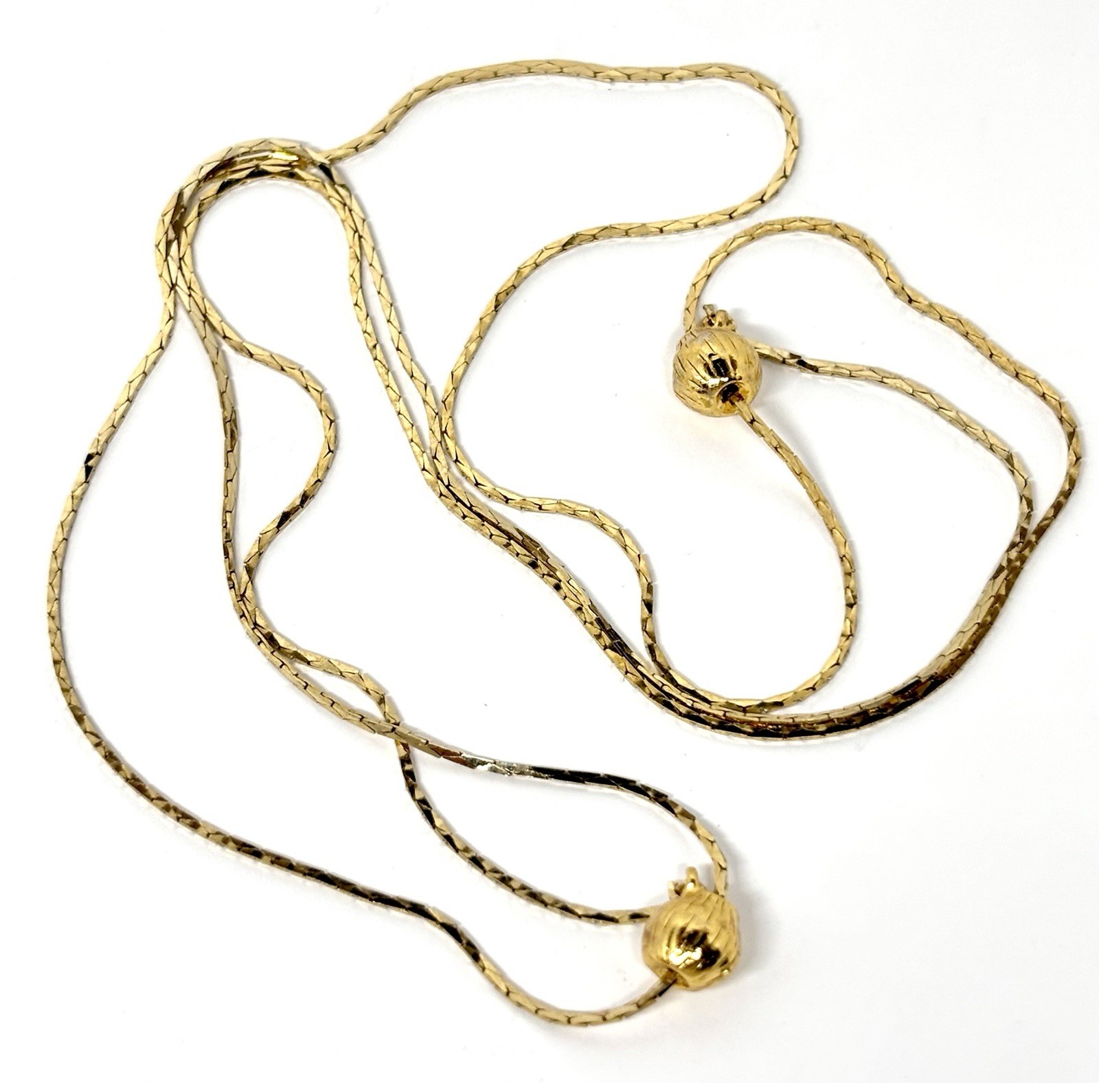 Vintage Gold Tone Sliding Chains Adjustable Style 30” New Old Stock with Manual