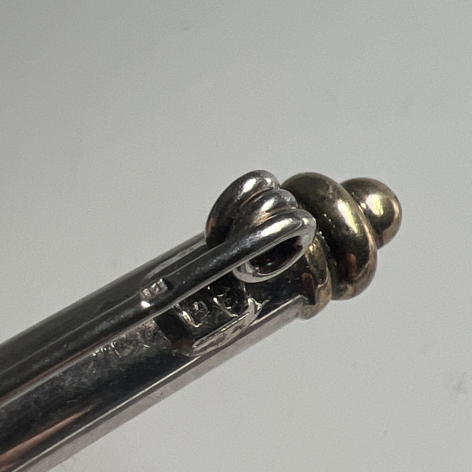 Vintage Sterling Silver Bar Brooch Pin Gold Tone Mixed Metal Italy 2″ Scroll 925