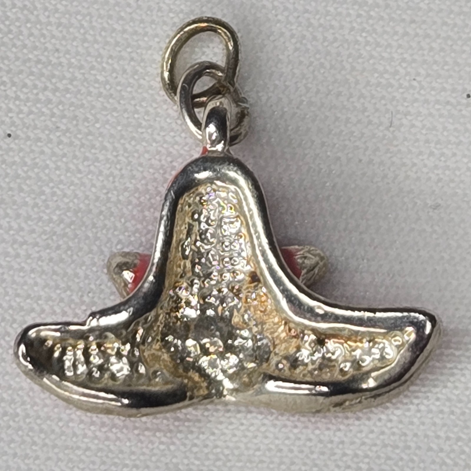 Vintage Red Hat Society Enamel Charm Purple Bow Silver Tone Pendant Jewelry Wome