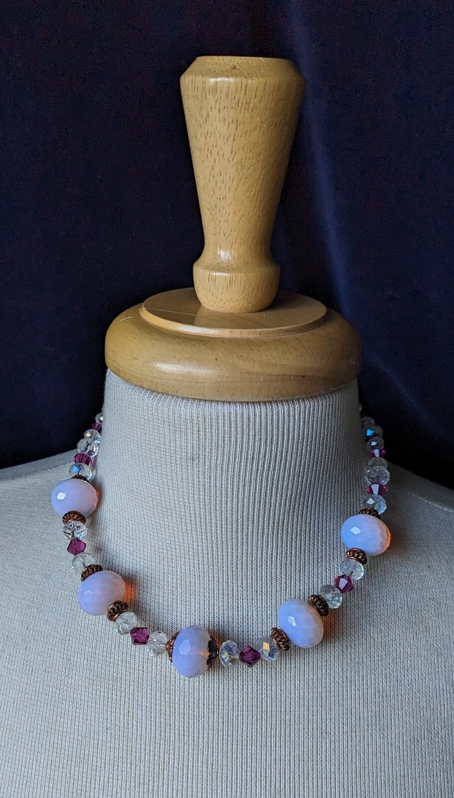 Stunning Artisan AURORA BOREALIS Glowing Milky PINK Bead 18″ NECKLACE