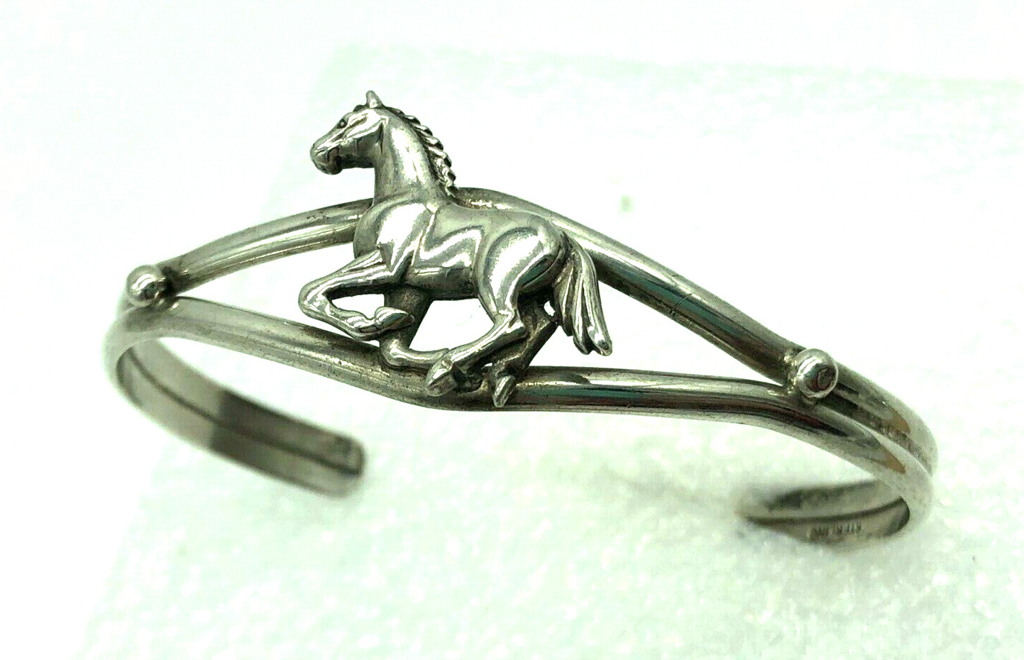 Carol Felley Bracelet Galloping Running Horse Stallion Sterling Silver Cuff