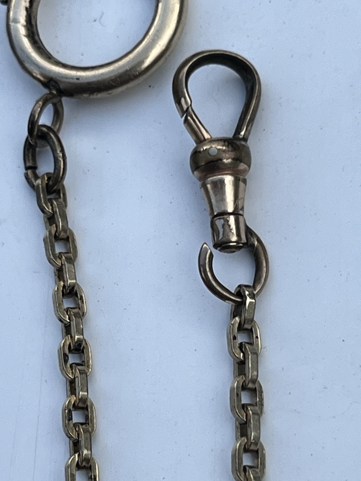 Victorian gold filled watch chain Signed Hadley Large ring