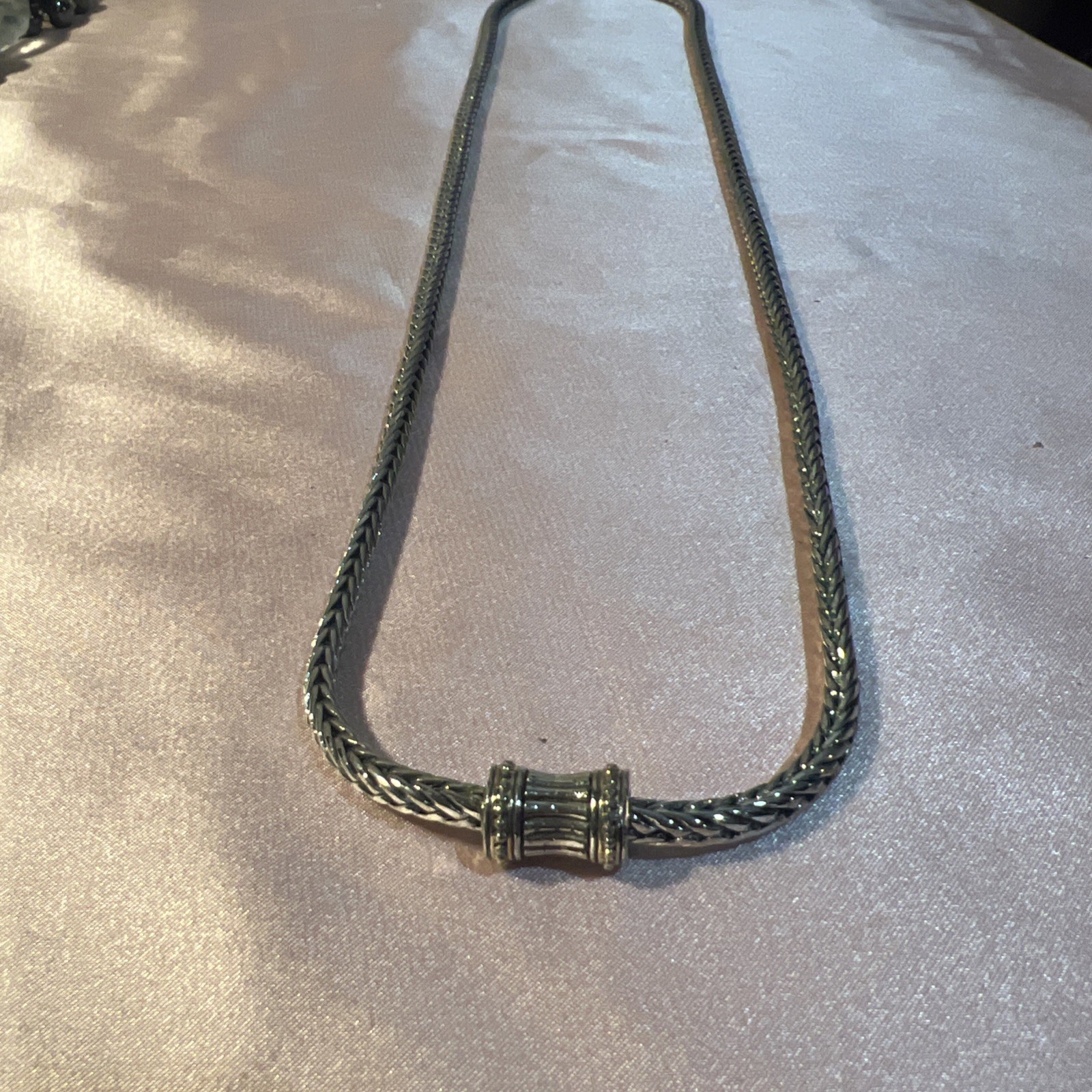 Vintage Silver Tone Thick Foxtail Chain Magnetic Clasp Necklace 23.5”