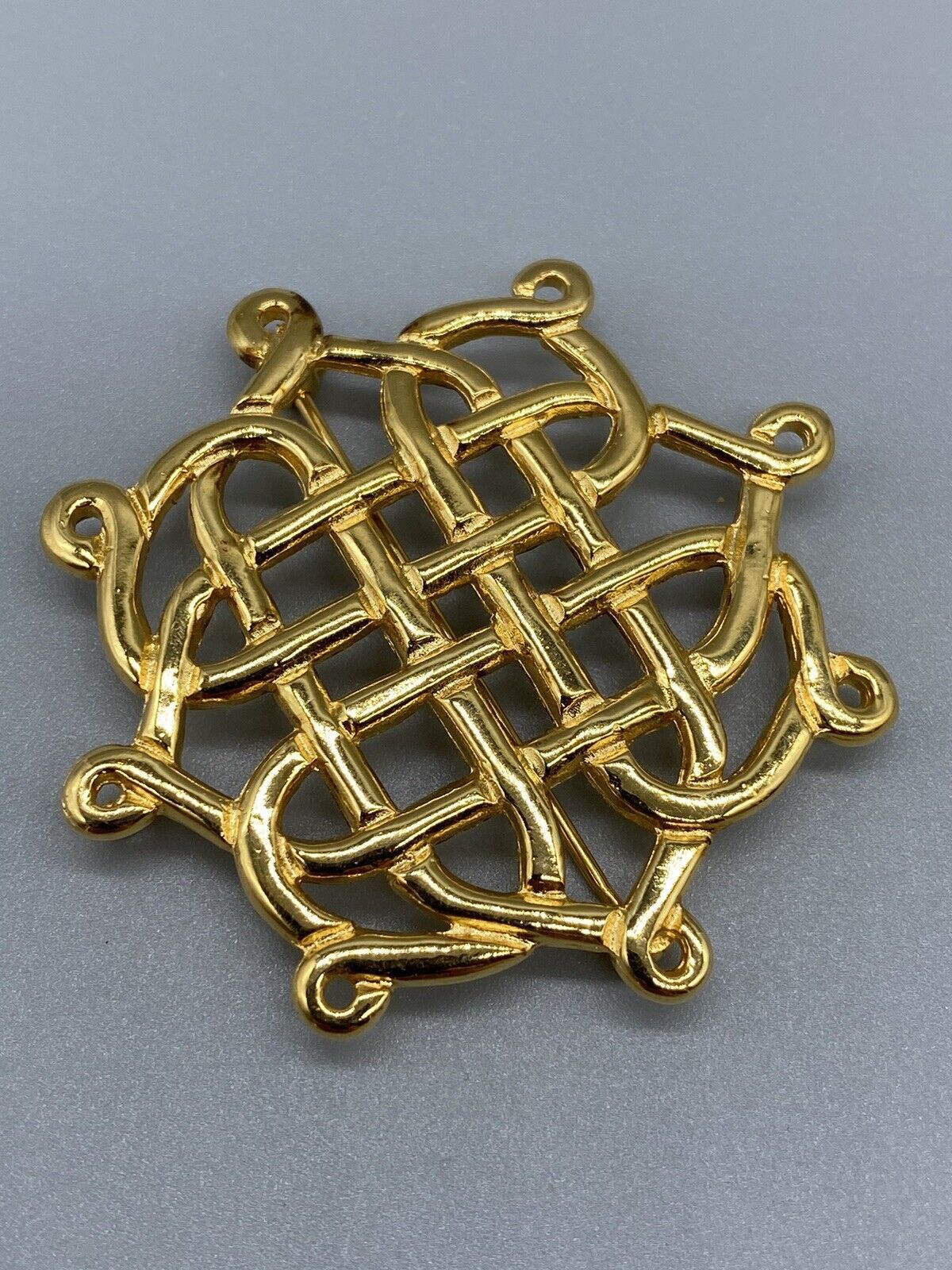 VTG H & H Sterling Gold Plated Celtic Knot Brooch Pin Pendant Hand and Hammer