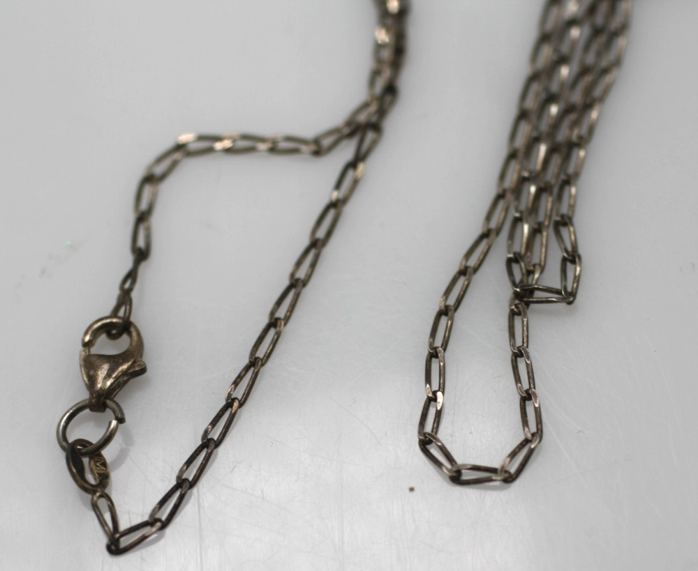 Vintage Sterling Silver 925 paper chain 24″ necklace W/ puff heart pendant Italy