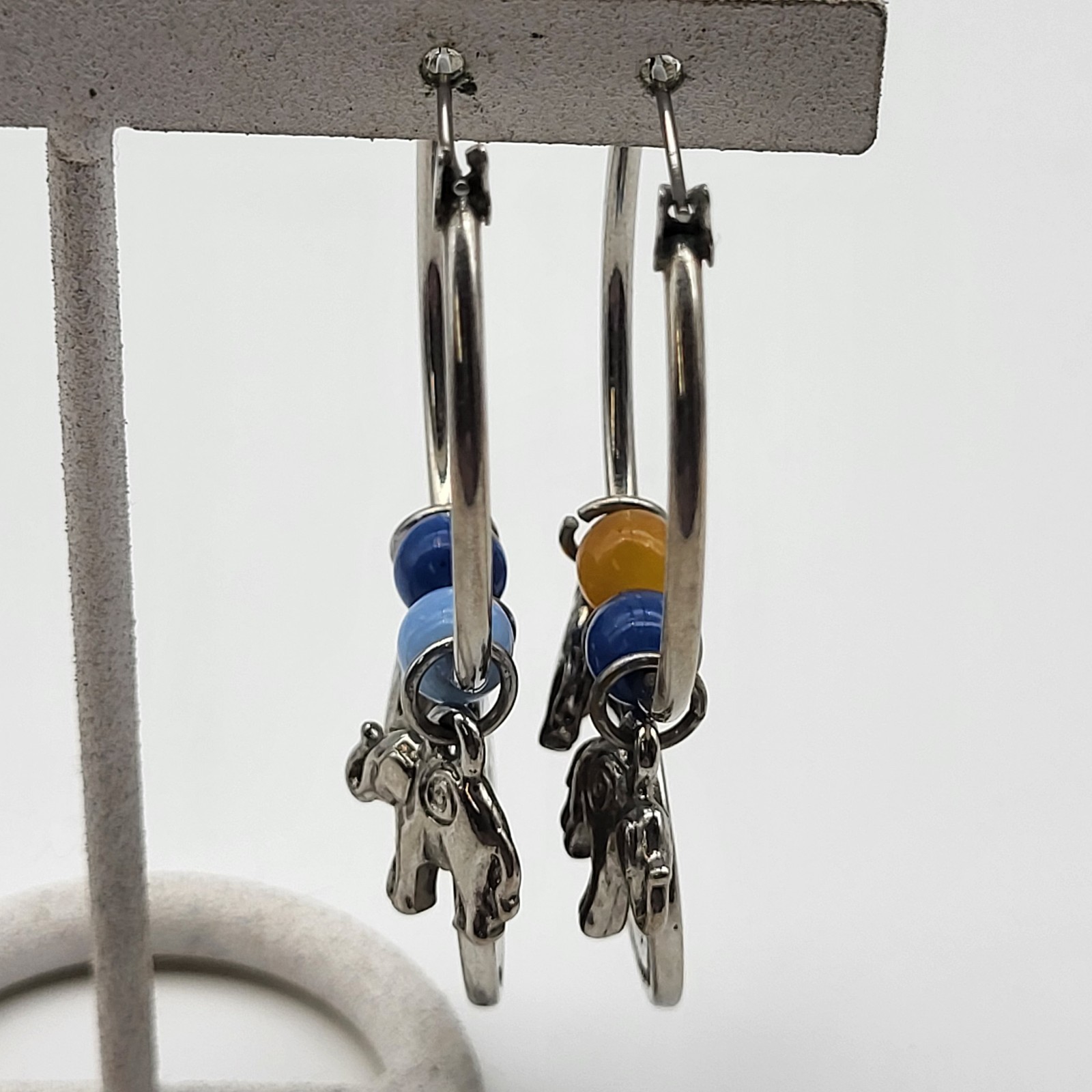 Fabulous Flamboyant Boho hoop charm earrings Safari Elephant leopard Cheetah Cat