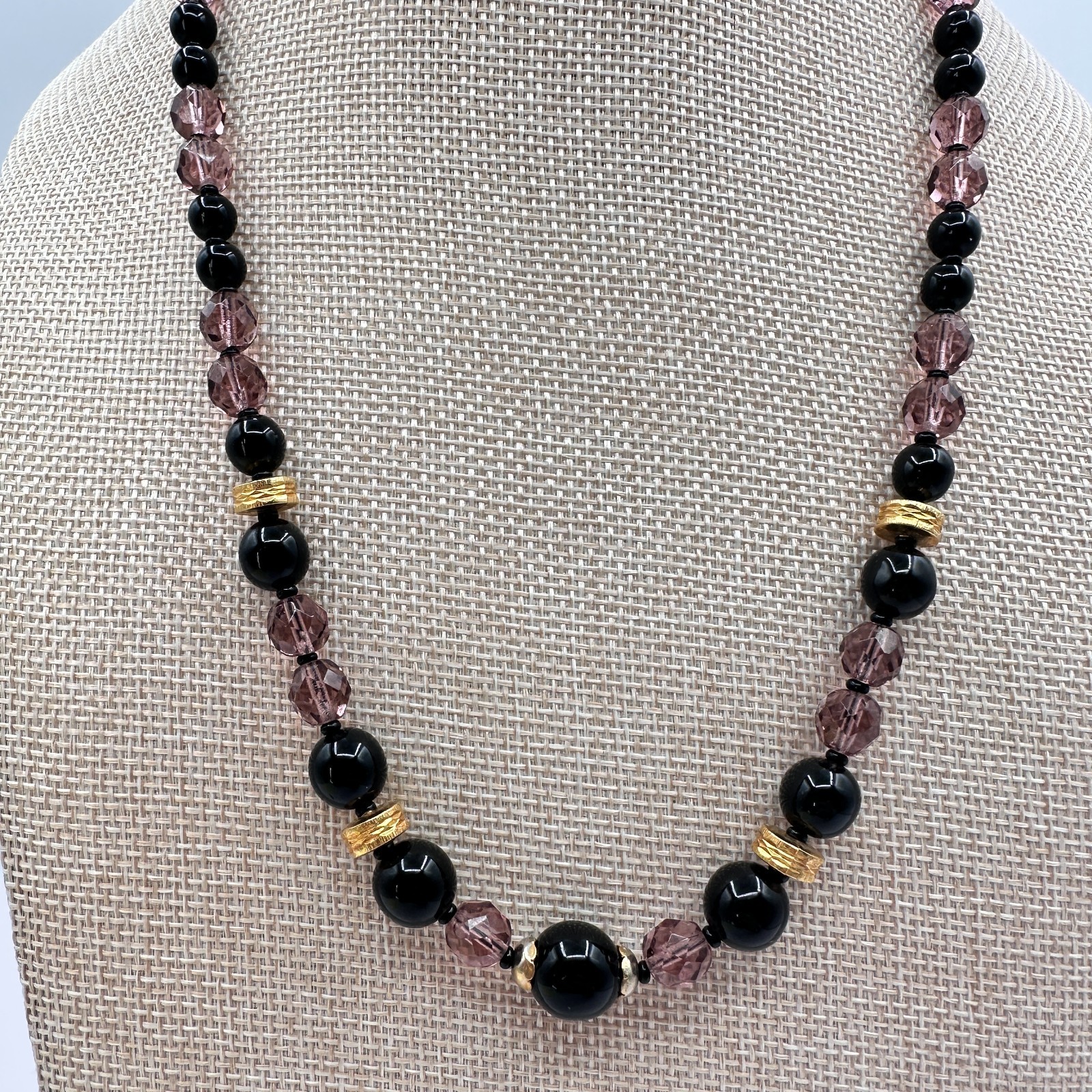Vintage 90s Gold Tone Beaded Statement Necklace Boho Women’s Classic Jewelry