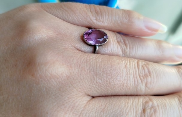 Vintage Beautiful Ring purple stone Silver 875 star USSR times Jewelry size 6.75