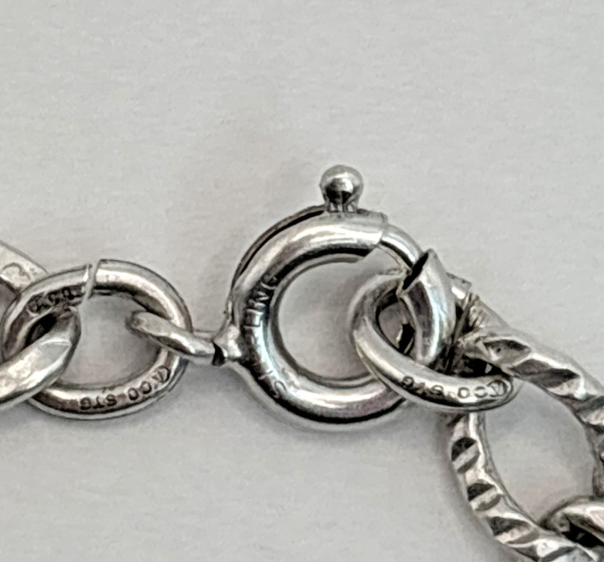 Vintage .925 Sterling Silver 5.5mm Link Chain 7.5″ Starter Charm Bracelet