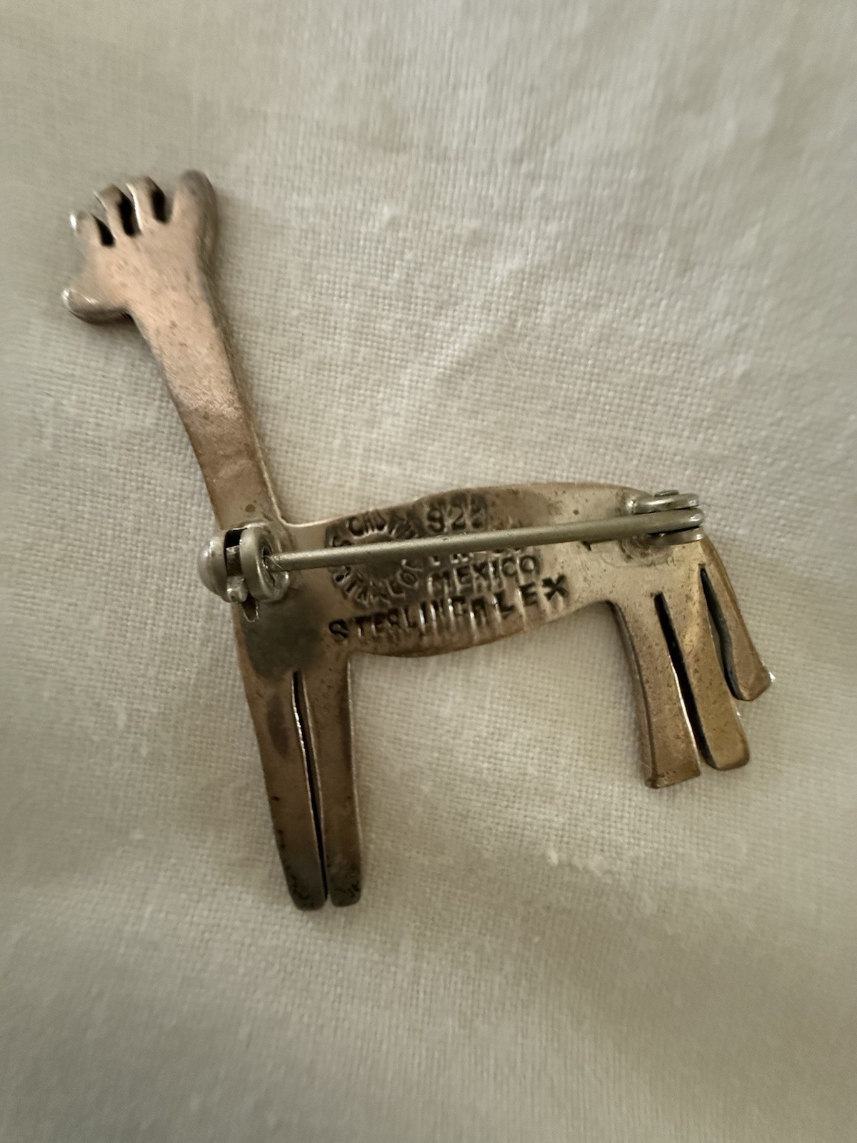 Signed Los Castillo Cristina Taxco Sterling Silver Giraffe Brooch *ALEX Mexico