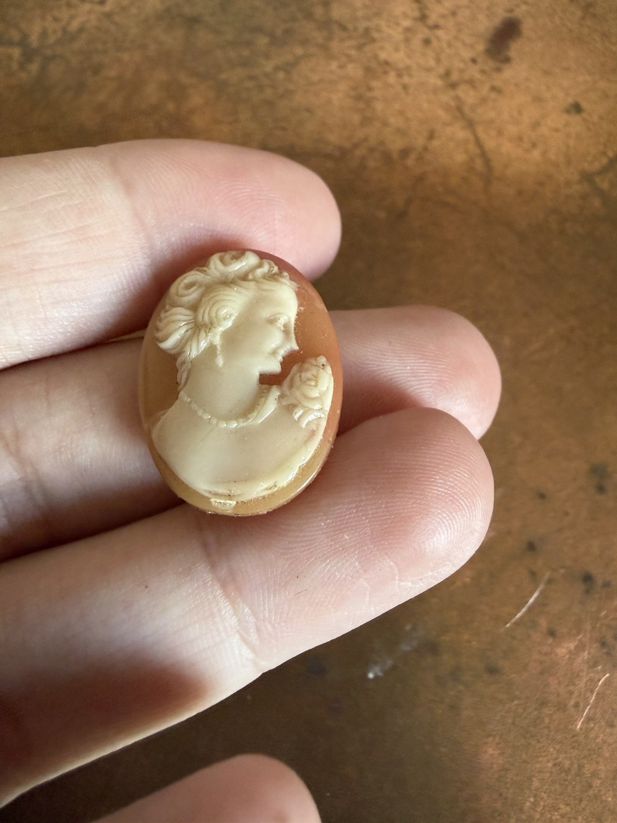 Hand-Carved Right Facing Shell Cameo, No Bezel/Shell Only, 1” Tall