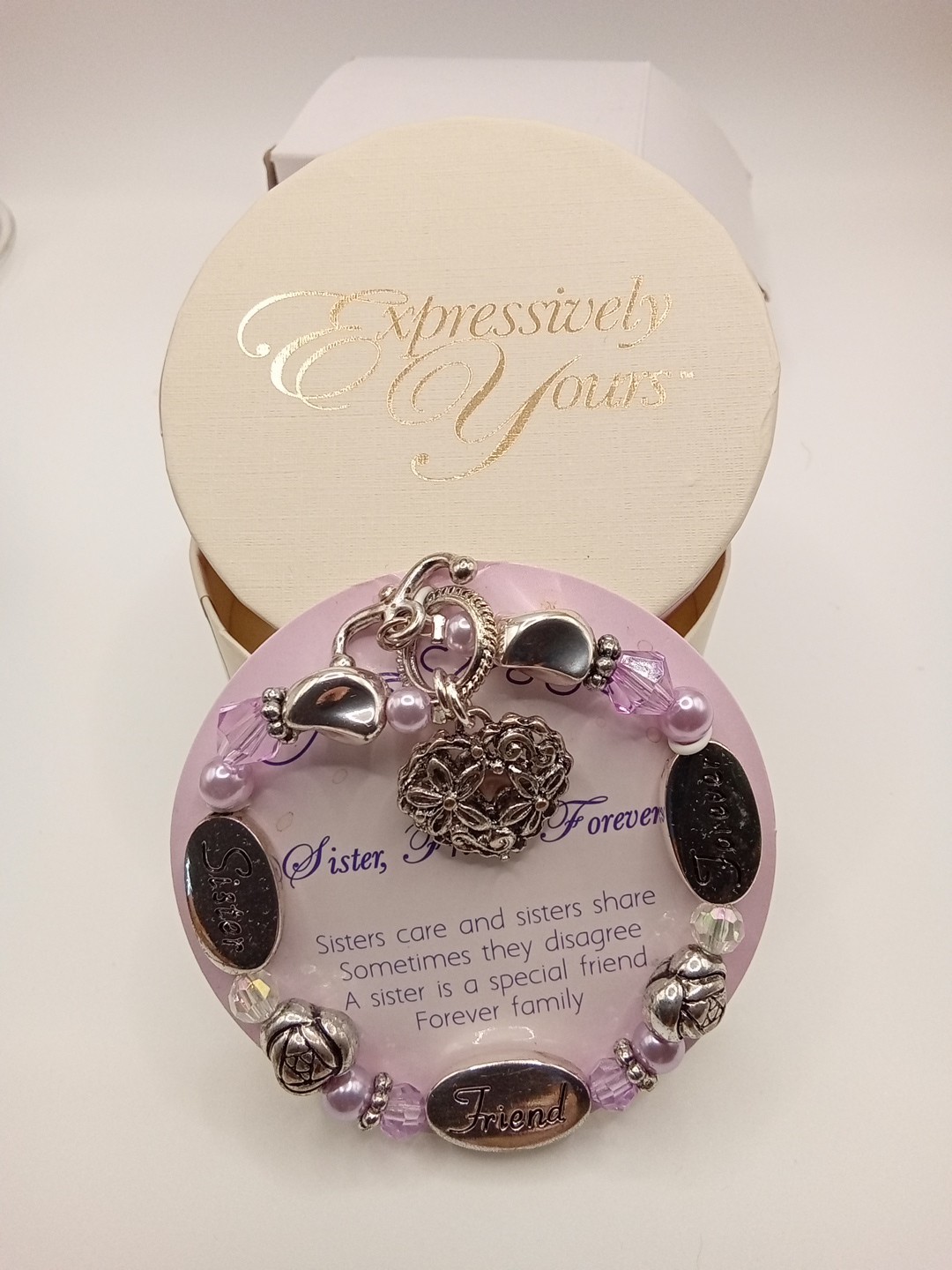 Sister Friend Forever Silver N Pink Fashion Bracelet Original Box and Gift Box
