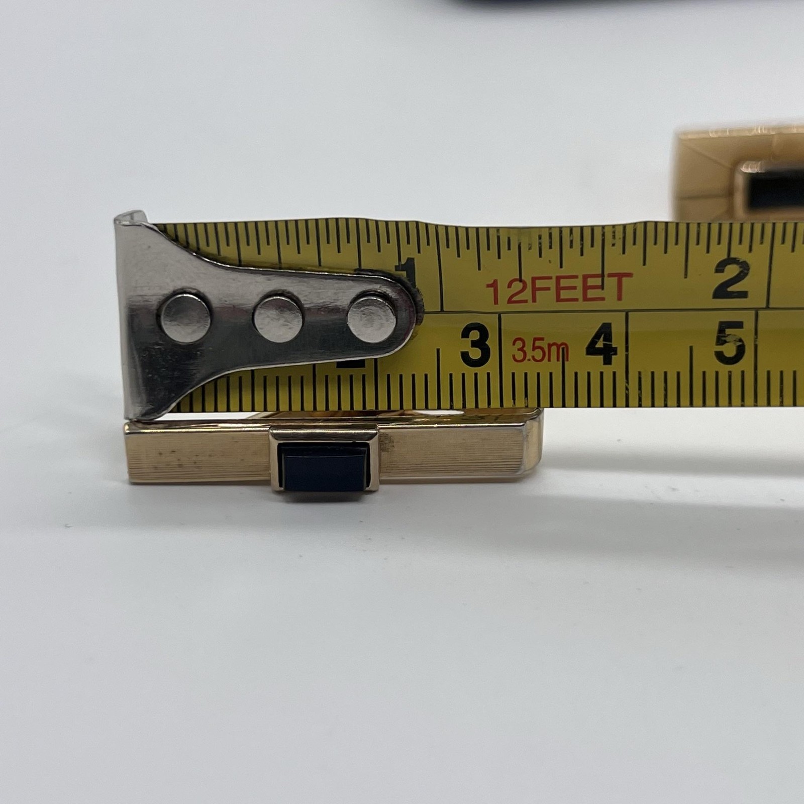 Vintage Swank Genuine Onyx Gold Tone Cufflinks Tie Clip Weber Heilbroner Box