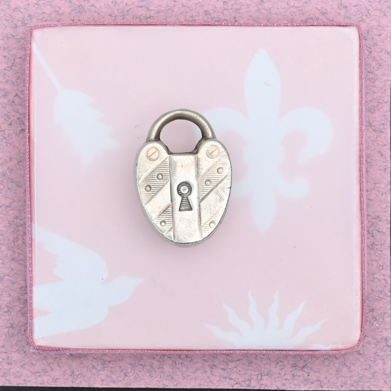 Antique Victorian TINY Padlock Heart 800 Silver Charm Pendant