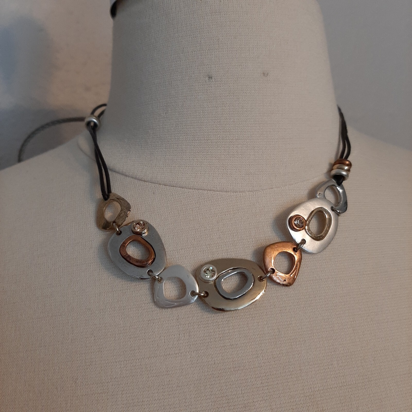 Mix Media Necklace With Gems 20” Chain Only
