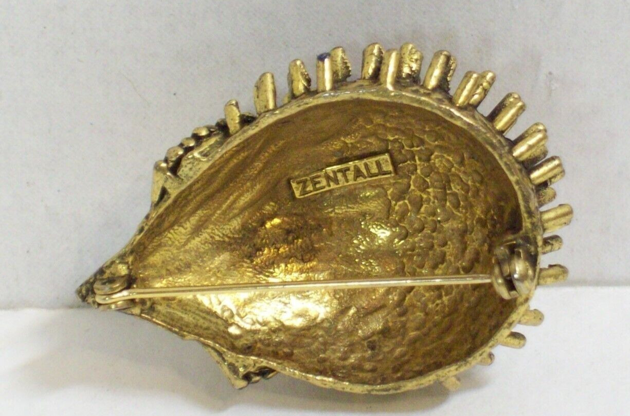 Hedgehog Zentall Pin Brutalist Brooch Retro Porcupine Modernist Abstract Vtg