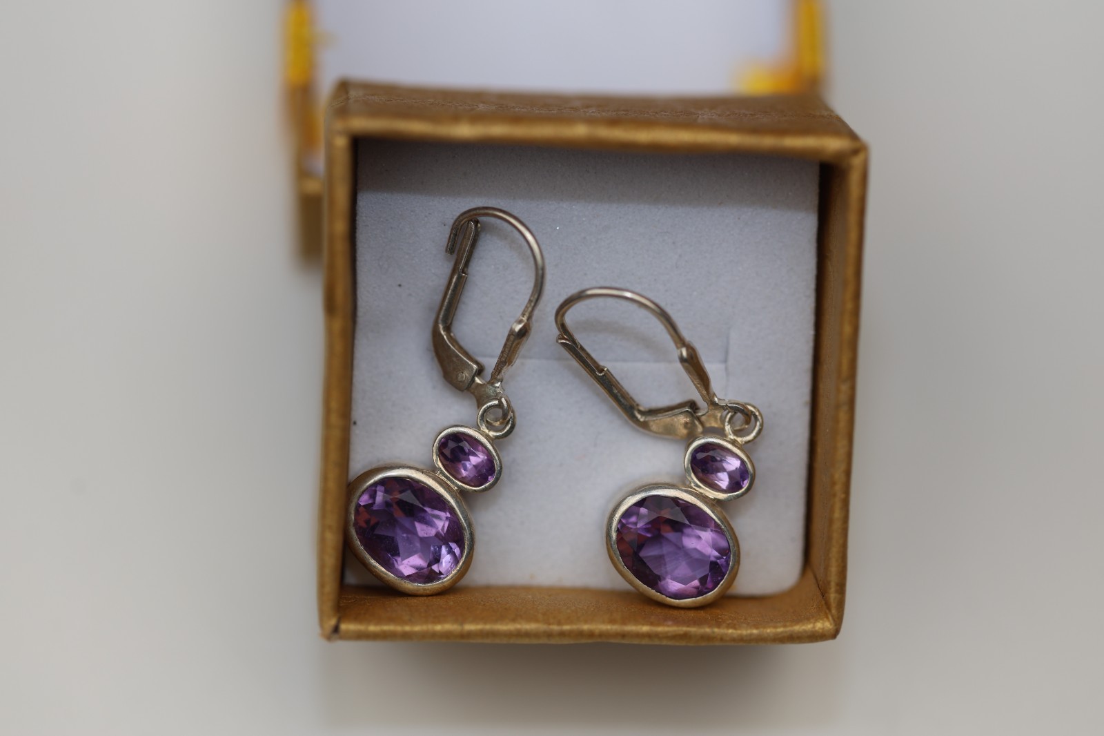 Purple Amethyst Gemstone Earrings Sterling Silver